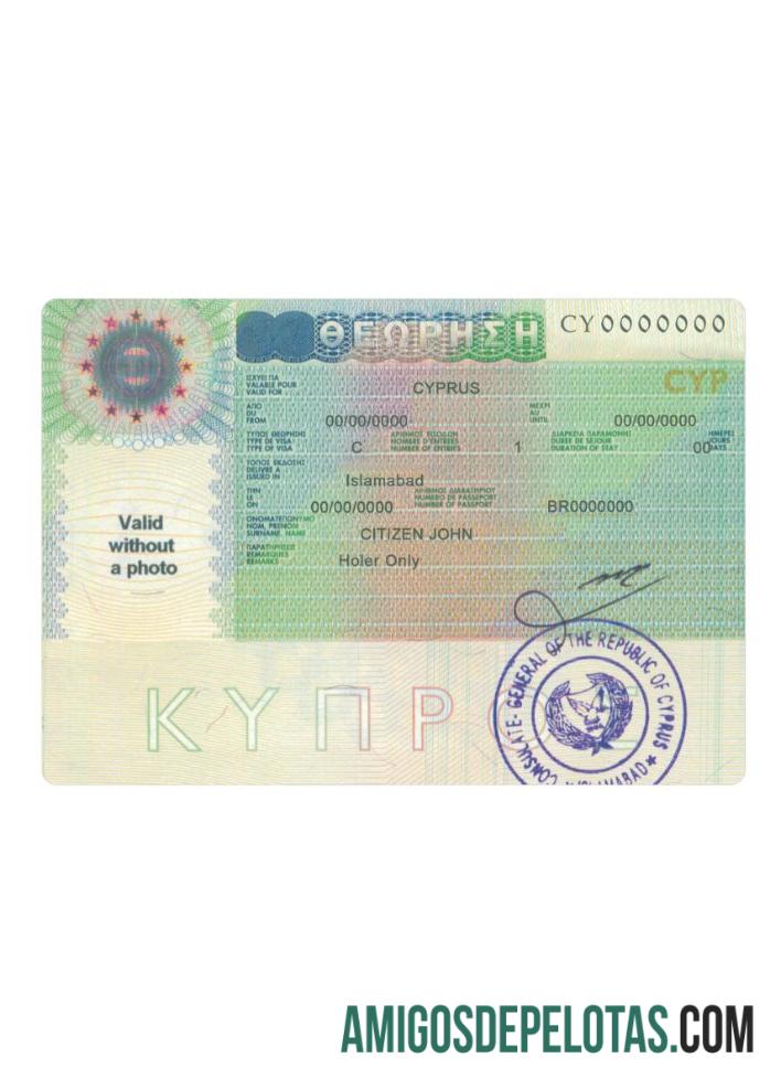 Visto de viagem para Chipre exemplo